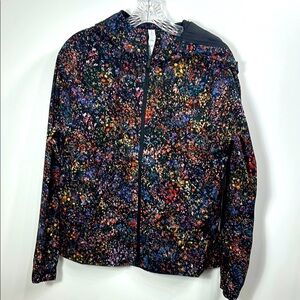 Lululemon Pack it Up Black Floral Full Zip jacket size 6.